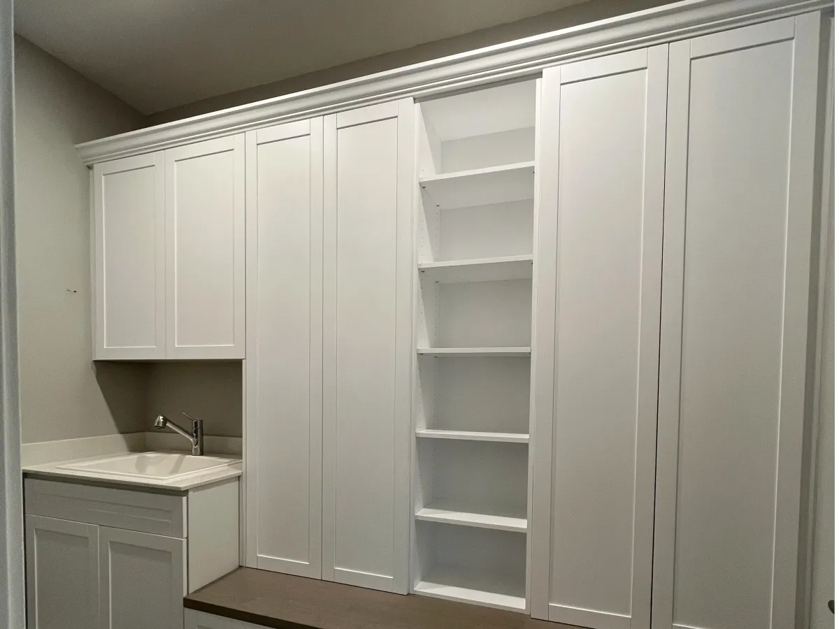 Custom built-in cabinets for home office with adjustable shelving in Fort Myers, FL