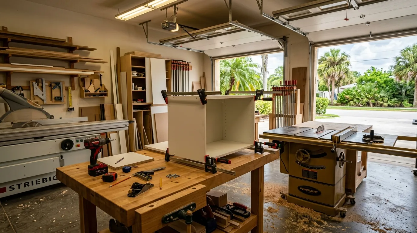 EG Custom Cabinets EG Contractors team planning and installing custom cabinetry in Southwest Florida