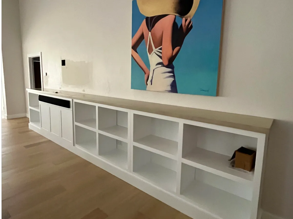 EG Custom Cabinets Built-in entertainment center with media storage