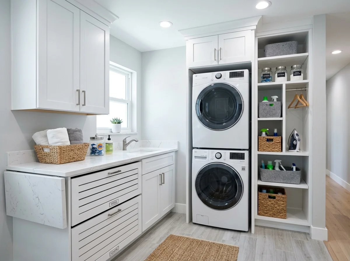 Custom laundry room cabinets by EG Contractors